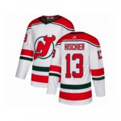 Youth Adidas New Jersey Devils 13 Nico Hischier Authentic White Alternate NHL Jersey