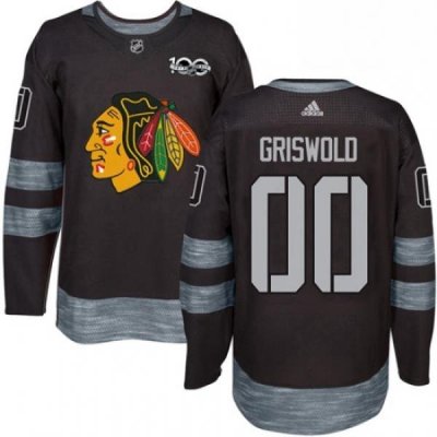 Mens Adidas Chicago Blackhawks 00 Clark Griswold Authentic Black 1917 2017 100th Anniversary NHL Jersey