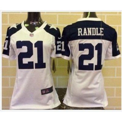 Women Nike CoWboys #21 Joseph Randle White Thanksgiving ThroWback Stitched NFL Elite Jersey