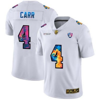 Las Vegas Raiders 4 Derek Carr Men White Nike Multi Color 2020 NFL Crucial Catch Limited NFL Jersey