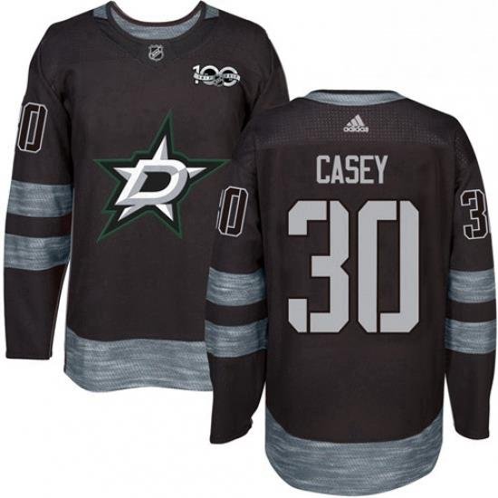 Mens Adidas Dallas Stars 30 Jon Casey Premier Black 1917 2017 100th Anniversary NHL Jersey