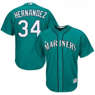 Youth Majestic Seattle Mariners 34 Felix Hernandez Replica Teal Green Alternate Cool Base MLB Jersey