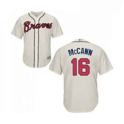 Youth Atlanta Braves 16 Brian McCann Authentic Cream Alternate 2 Cool Base Baseball Jersey