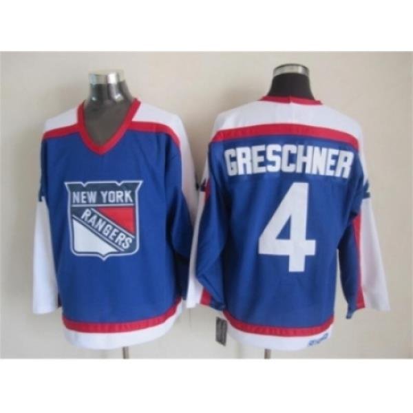 NHL New York Rangers #4 Ron Greschner CCM Throwback blue jerseys