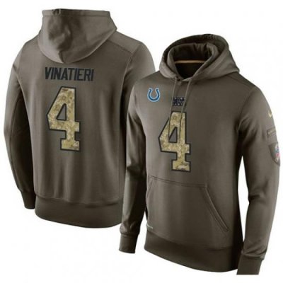 NFL Nike Indianapolis Colts 4 Adam Vinatieri Green Salute To Service Mens Pullover Hoodie