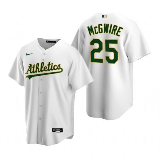 Mens Nike Oakland Athletics 25 Mark McGWire White Home Stitched Baseball Jerse