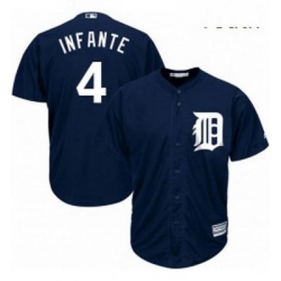 Youth Majestic Detroit Tigers 4 Omar Infante Authentic Navy Blue Alternate Cool Base MLB Jersey