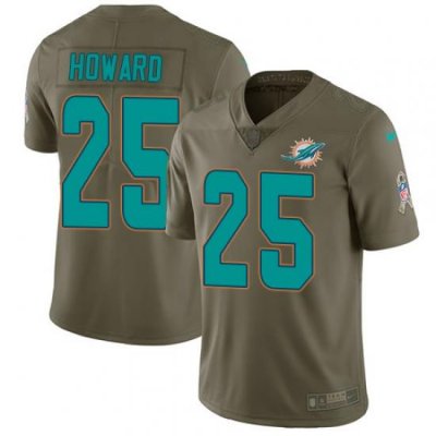 Nike Dolphins #25 Xavien Howard Olive Mens Stitched NFL Limited 2017 Salute to Service Jersey