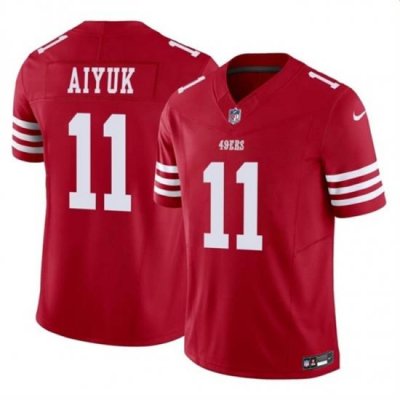 Men San Francisco 49ers 11 Brandon Aiyuk Red 2023 F U S E  Vapor Limited Stitched Football Jersey