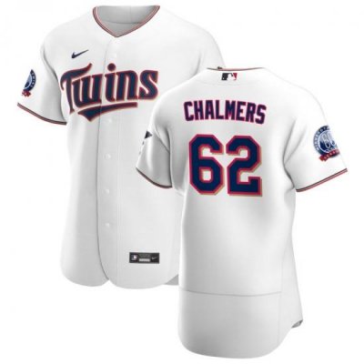 Men Minnesota TWins 62 Dakota Chalmers Men Nike White Home 2020 60th Season Flex Base Team MLB Jersey