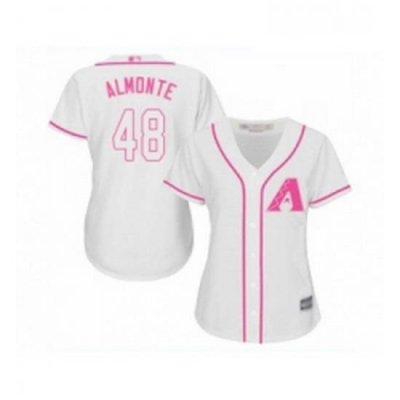 Womens Arizona Diamondbacks 48 Abraham Almonte Replica White Fashion Baseball Jersey