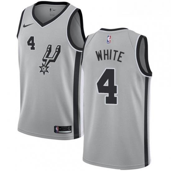 Mens Nike San Antonio Spurs 4 Derrick White Authentic Silver Alternate NBA Jersey Statement Edition