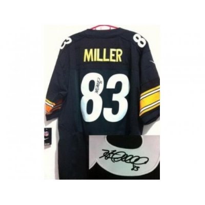 Nike Pittsburgh Steelers 83 Heath Miller Black Elite Signed NFL Jersey