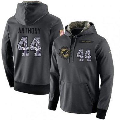 NFL Mens Nike Miami Dolphins 44 Stephone Anthony Stitched Black Anthracite Salute to Service Player Performance Hoodie