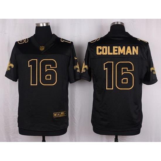 Nike Saints #16 Brandon Coleman Black Mens Stitched NFL Elite Pro Line Gold Collection Jersey