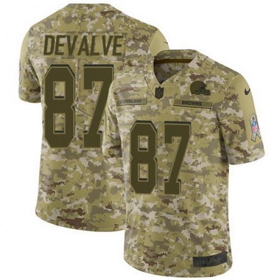 Nike Browns #87 Seth DeValve Camo Mens Stitched NFL Limited 2018 Salute To Service Jersey