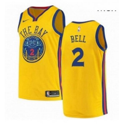 Mens Nike Golden State Warriors 2 Jordan Bell Swingman Gold NBA Jersey City Edition