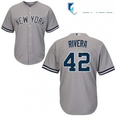 Youth Majestic New York Yankees 42 Mariano Rivera Authentic Grey Road MLB Jersey