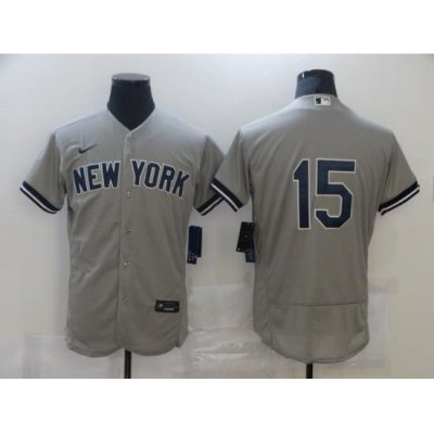 Men Nike NeW York Yankees Thurman Munson 15 Grey Flex Base MLB Jersey