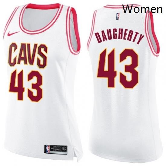 Womens Nike Cleveland Cavaliers 43 Brad Daugherty Swingman WhitePink Fashion NBA Jersey