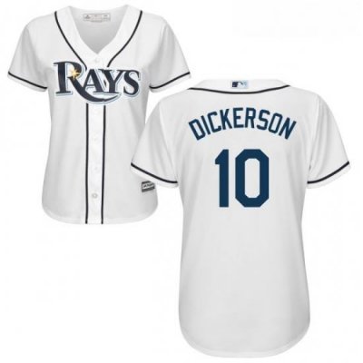 Womens Majestic Tampa Bay Rays 10 Corey Dickerson Replica White Home Cool Base MLB Jersey