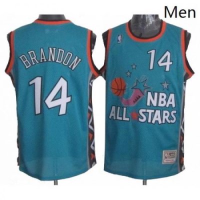 Mens Mitchell and Ness Cleveland Cavaliers 14 Terrell Brandon Authentic Light Blue 1996 All Star Throwback NBA Jersey