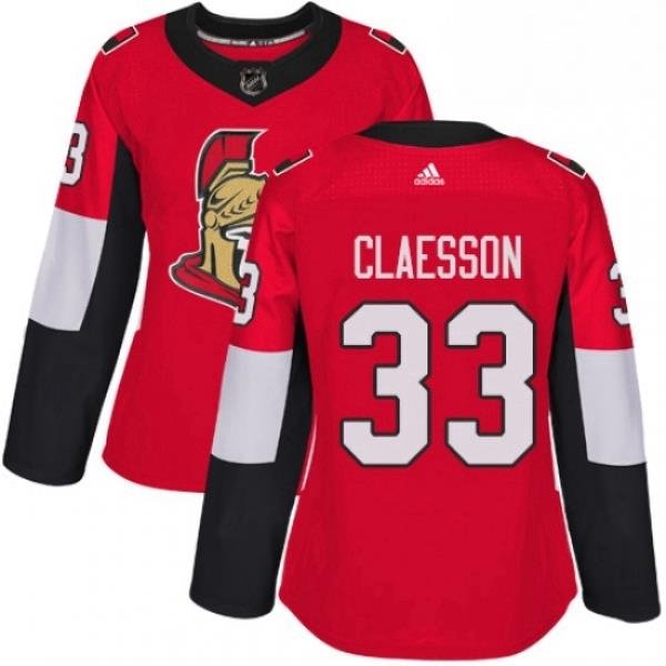 Womens Adidas Ottawa Senators 33 Fredrik Claesson Authentic Red Home NHL Jersey