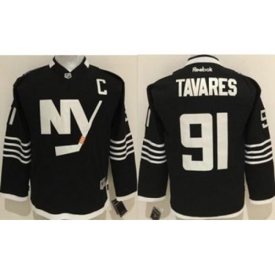 Islanders #91 John Tavares Black Alternate Stitched Youth NHL Jersey