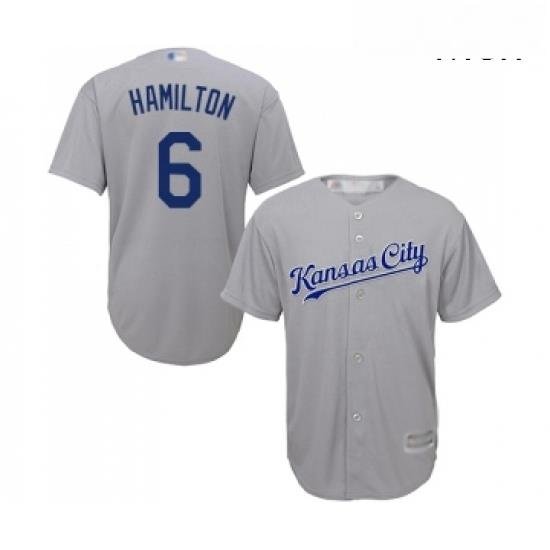 Mens Kansas City Royals 6 Billy Hamilton Replica Grey Road Cool Base Baseball Jersey