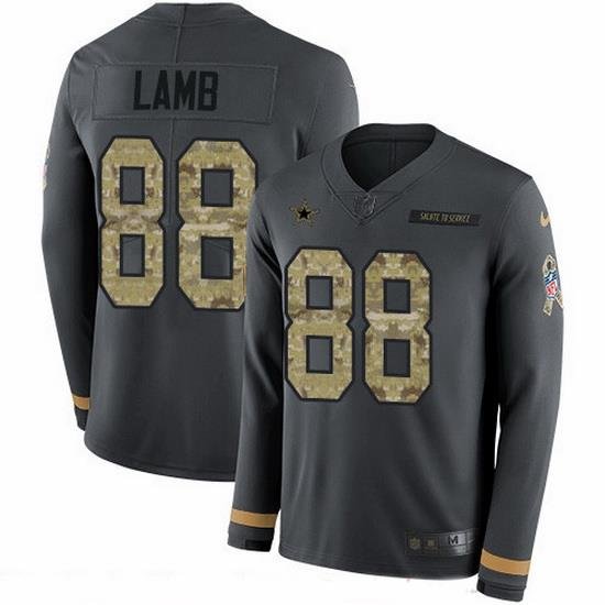 Nike Cowboys 88 CeeDee Lamb Anthracite Salute to Service Men Stitched NFL Limited Therma Long Sleeve Jersey