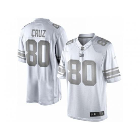 Nike NeW York Giants 80 Victor Cruz White Limited Platinum NFL Jersey