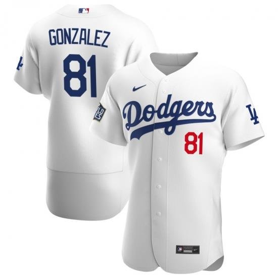 Men Los Angeles Dodgers 81 Victor Gonzalez Men Nike White Home 2020 World Series Bound Flex Base Player MLB Jersey