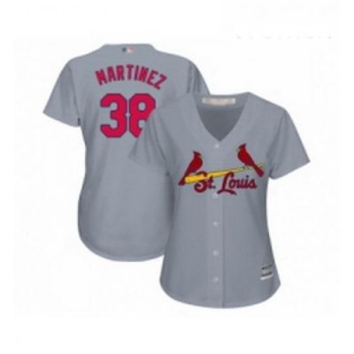 Womens St Louis Cardinals 38 Jose Martinez Replica Grey Road Cool Base Baseball Jersey