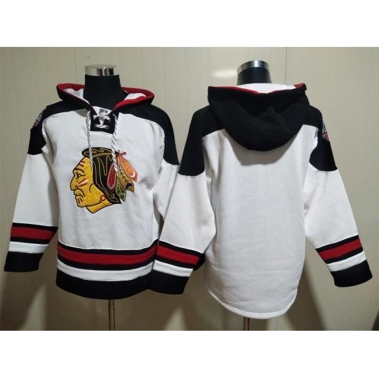 Men Chicago Blackhawks Blank White Stitched NHL Hoodie