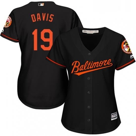 Womens Majestic Baltimore Orioles 19 Chris Davis Authentic Black Alternate Cool Base MLB Jersey