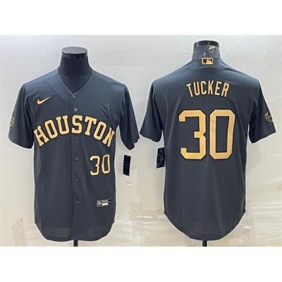 Men Houston Astros 30 Kyle Tucker 2022 All Star Charcoal Cool Base Stitched Baseball Jersey