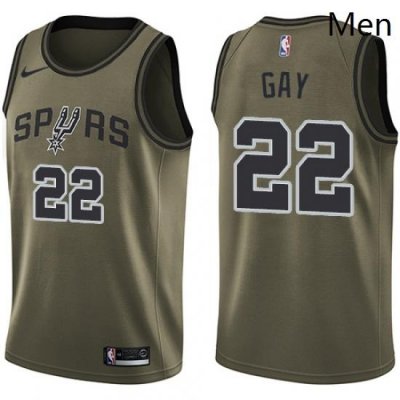 Mens Nike San Antonio Spurs 22 Rudy Gay Swingman Green Salute to Service NBA Jersey