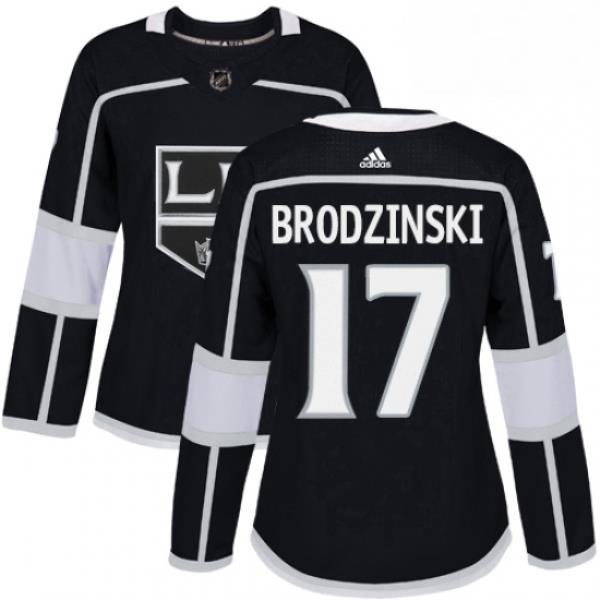 Womens Adidas Los Angeles Kings 17 Jonny Brodzinski Authentic Black Home NHL Jersey