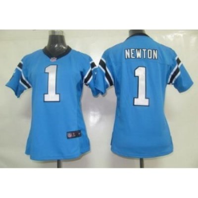 Women Nike Carolina Panthers 1# Newton Blue Jersey