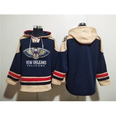 Men New Orleans Pelicans Blank Navy Ageless Must Have Lace Up Pullover Hoodie