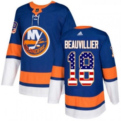 Youth Adidas New York Islanders 18 Anthony Beauvillier Authentic Royal Blue USA Flag Fashion NHL Jersey