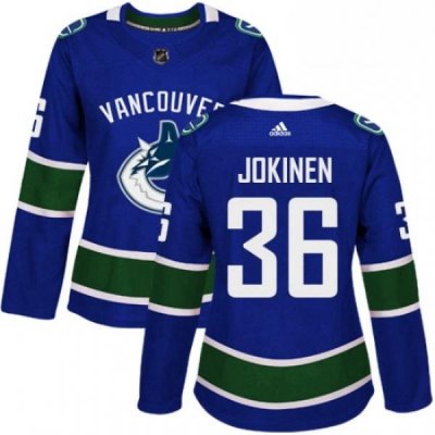 Womens Adidas Vancouver Canucks 36 Jussi Jokinen Premier Blue Home NHL Jersey