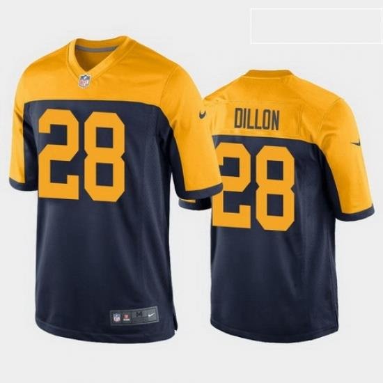 men a.j. dillon green bay packers navy throwback game jersey