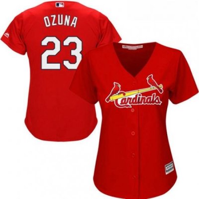 Womens Majestic St Louis Cardinals 23 Marcell Ozuna Authentic Red Alternate Cool Base MLB Jersey