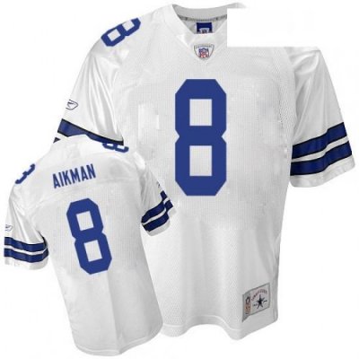 Reebok Dallas Cowboys 8 Troy Aikman Premier EQT White Legend Throwback NFL Jersey