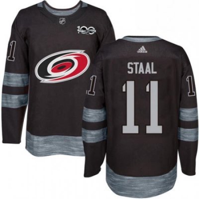 Mens Adidas Carolina Hurricanes 11 Jordan Staal Premier Black 1917 2017 100th Anniversary NHL Jersey