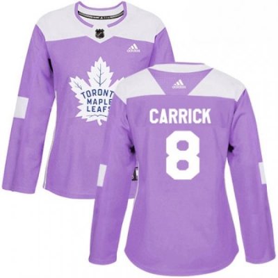 Womens Adidas Toronto Maple Leafs 8 Connor Carrick Authentic Purple Fights Cancer Practice NHL Jersey