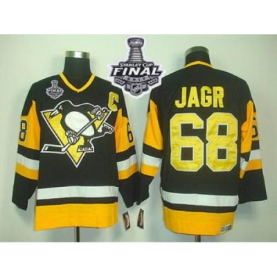 Penguins #68 Jaromir Jagr Black CCM Throwback 2017 Stanley Cup Final Patch Stitched NHL Jersey