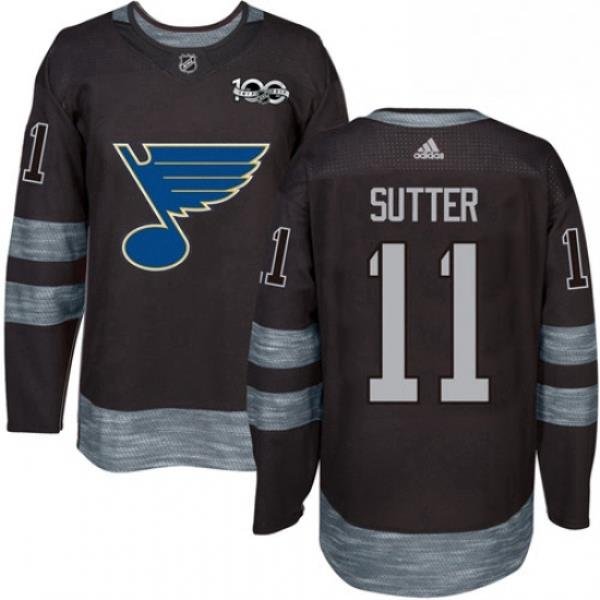 Mens Adidas St Louis Blues 11 Brian Sutter Authentic Black 1917 2017 100th Anniversary NHL Jersey