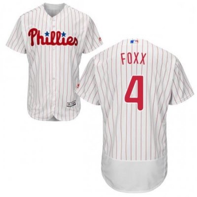 Mens Majestic Philadelphia Phillies 4 Jimmy Foxx White Home Flex Base Authentic Collection MLB Jersey